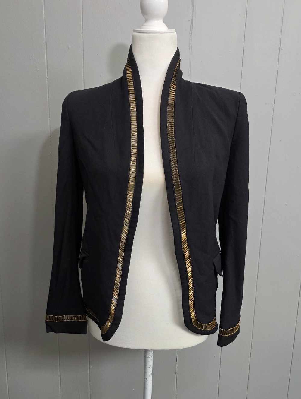 Sem Sem Gold Bead Open Front Blazer Size 34